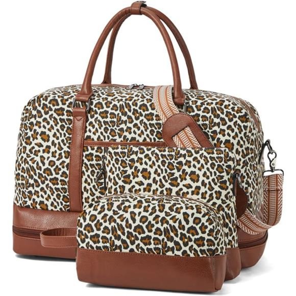 Canvas Carry On Bag Travel Duffle with Shoe Compartment 3Pcs Set